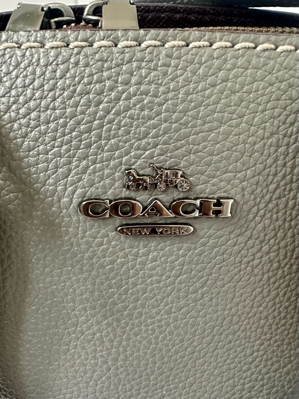 COACH Quinn Satchel Pebble Leather Hand/Shoulder/Crossbody 30951 Heather Gray - Picture 13 of 14